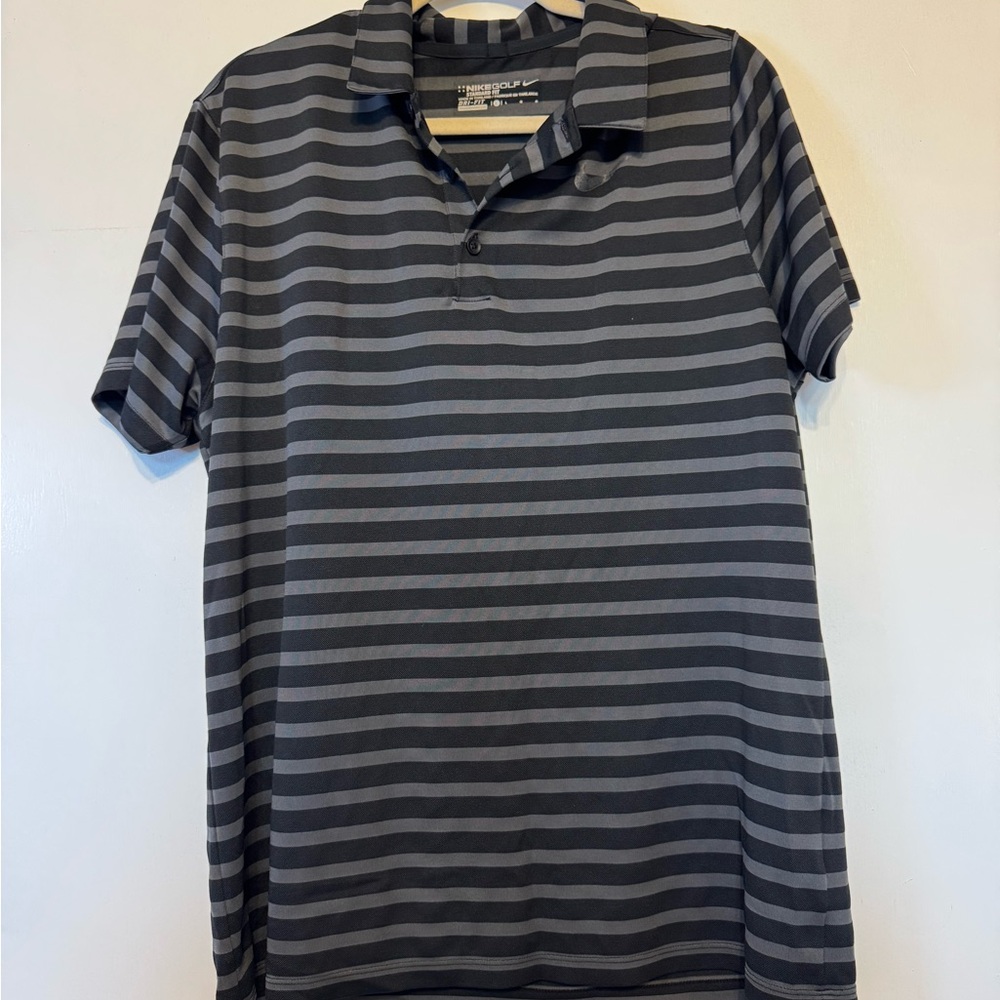 Men's Nike Golf Polo Shirt - Black and Gray Stripes